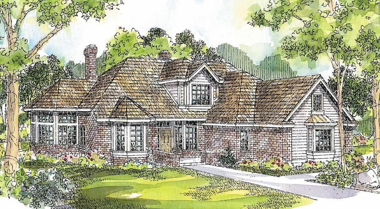This image shows the Transitional Style for this set of house plans.