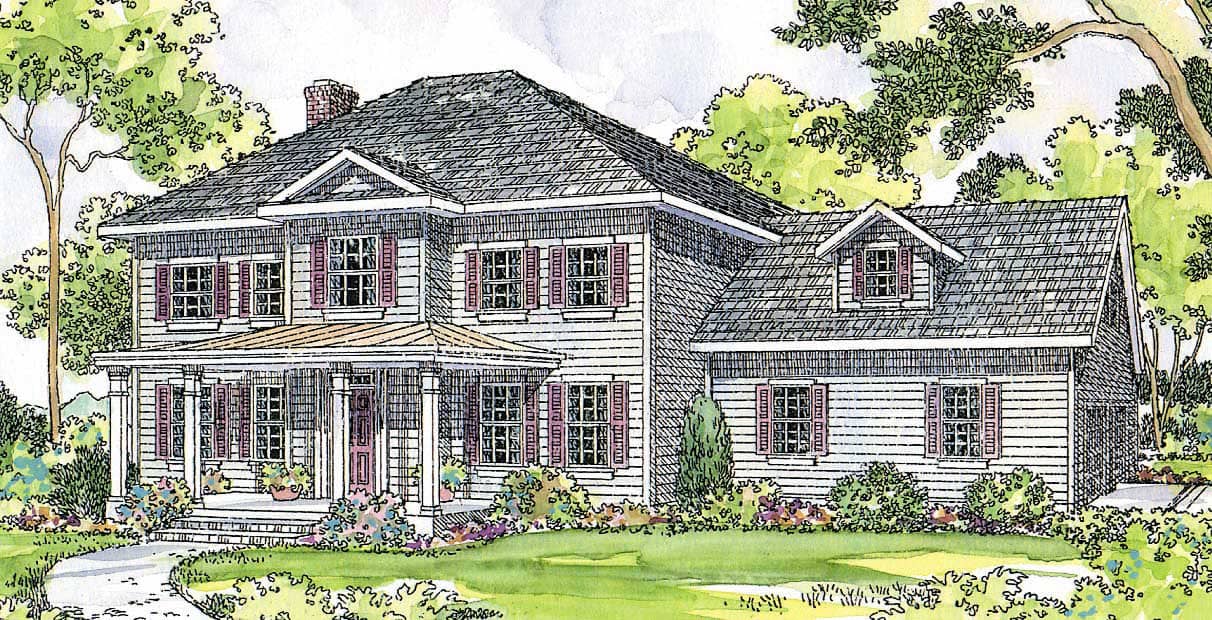 This image shows the Country Style for this set of house plans.