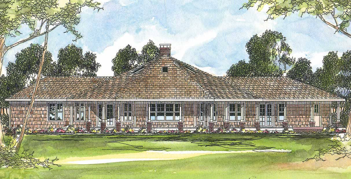 This image shows the Craftsman Style for this set of house plans.