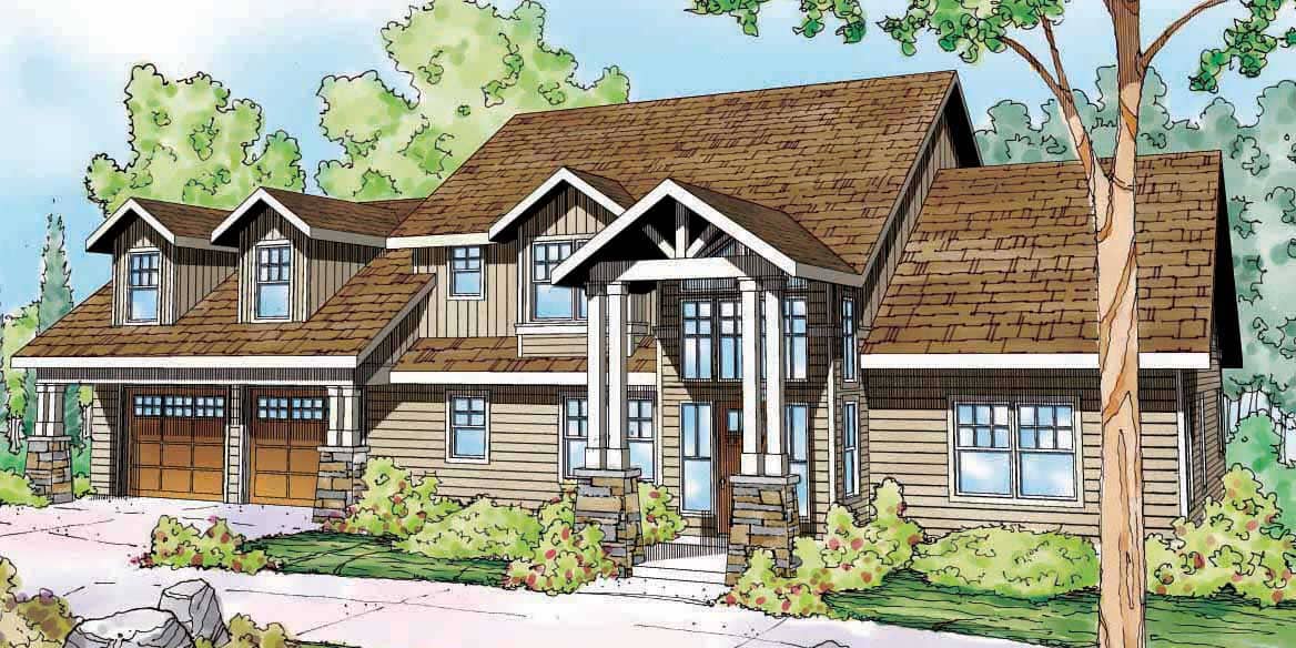 This is the front elevation for these Traditional House Plans.