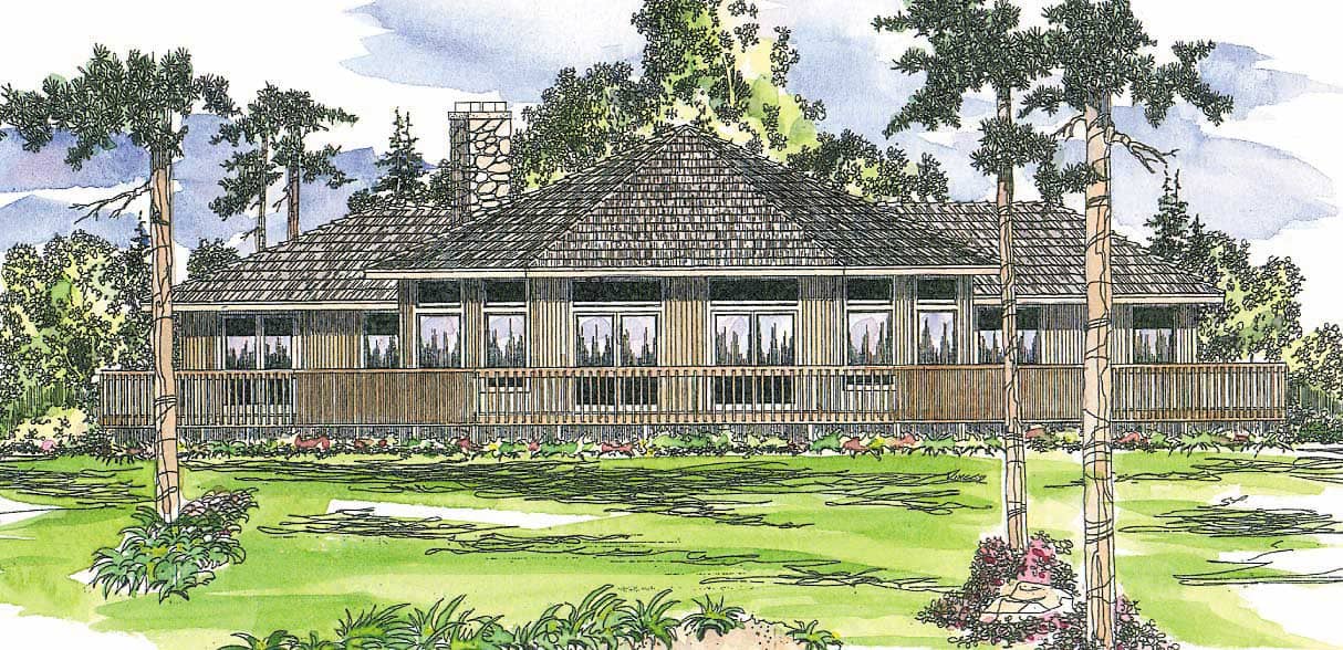 Front elevation of Ranch home (ThePlanCollection: House Plan #108-1509)