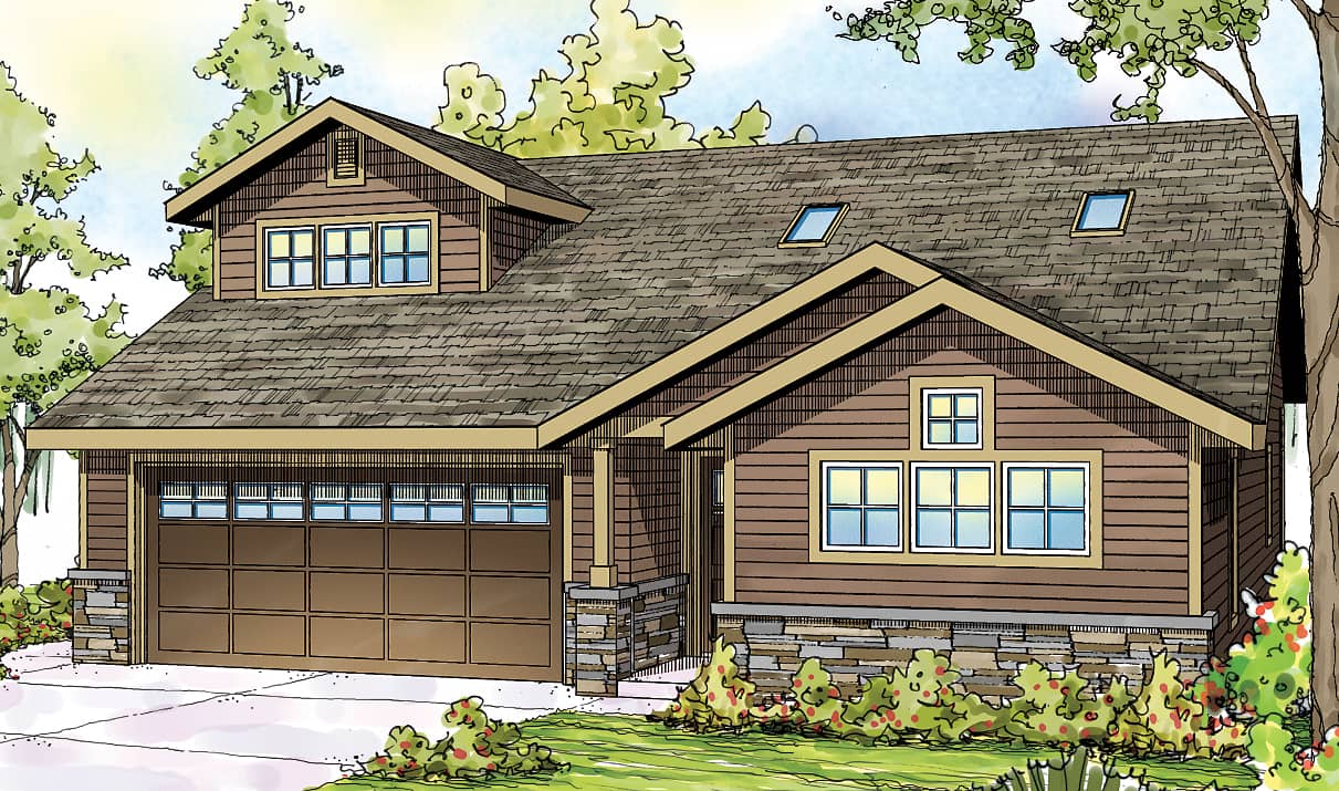 Front elevation of Ranch home (ThePlanCollection: House Plan #108-1716)