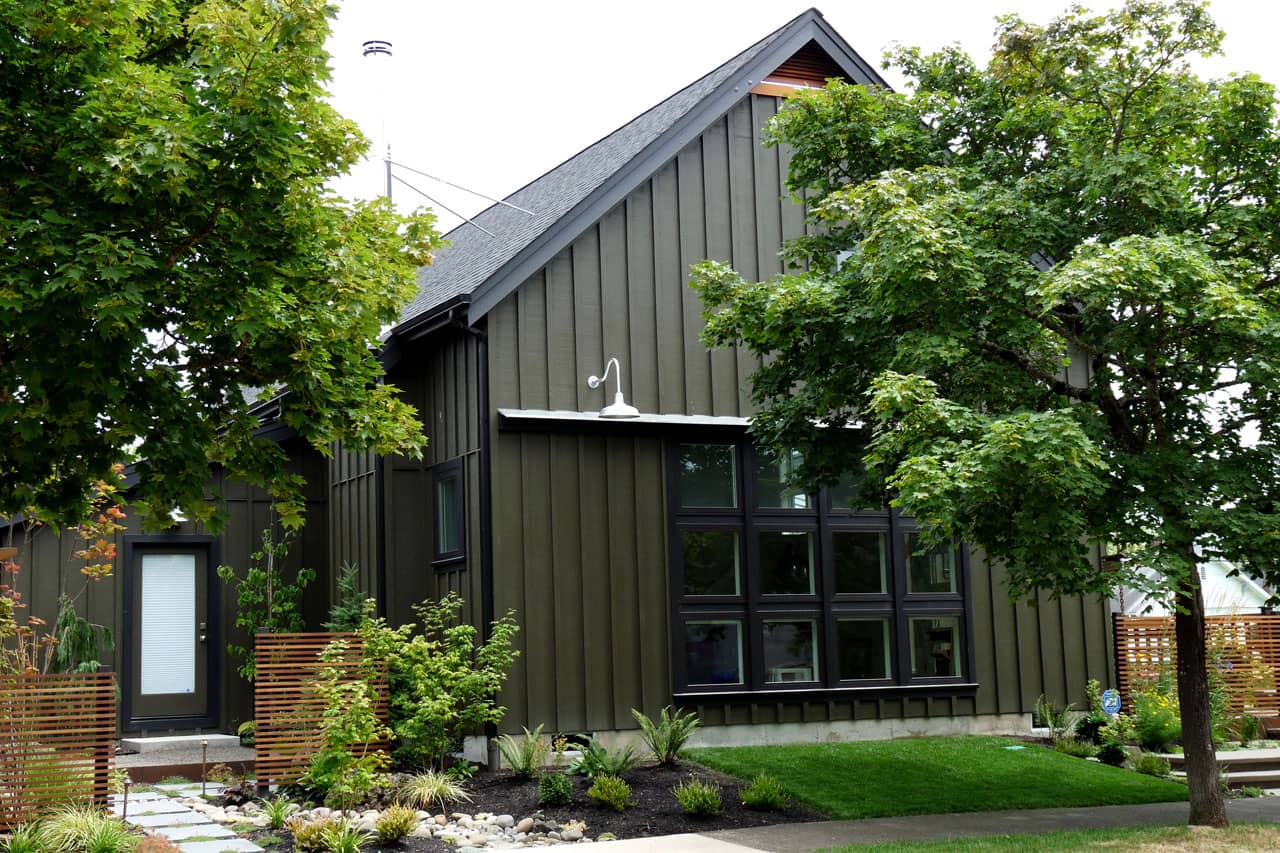 Front elevation of Barn Style home (ThePlanCollection: House Plan #108-1764)