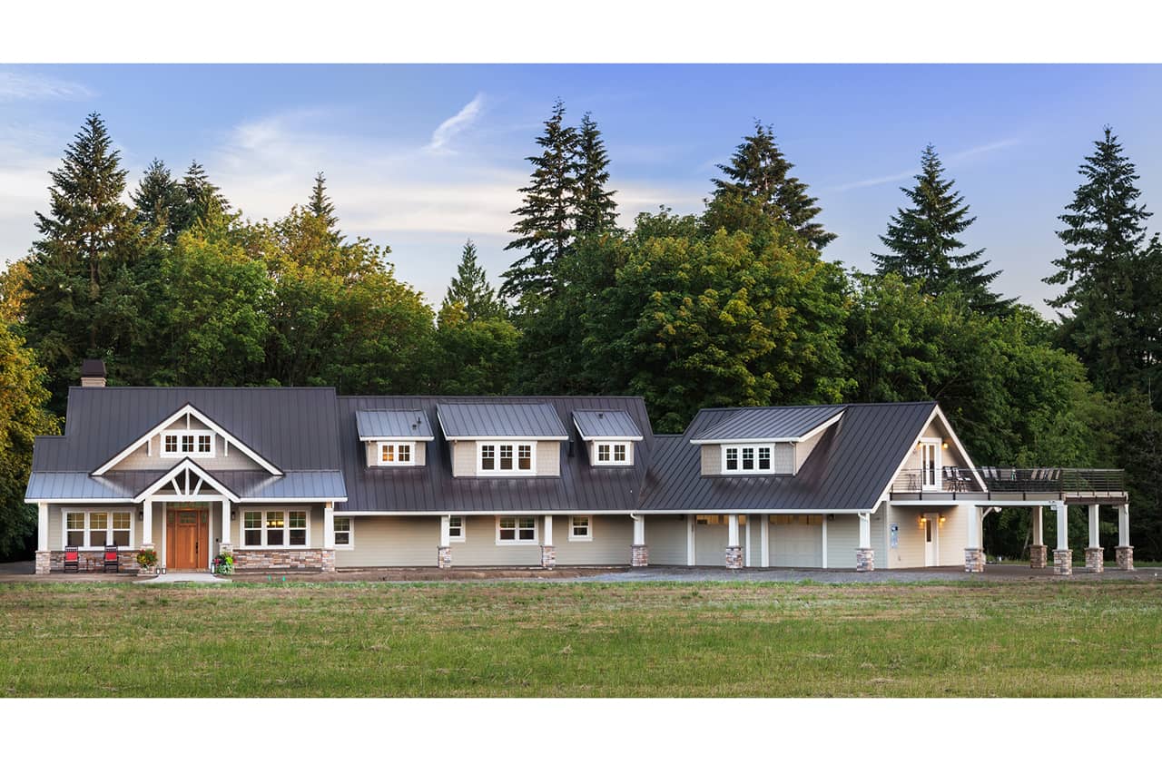 Front elevation of Craftsman home (ThePlanCollection: House Plan #108-1789)