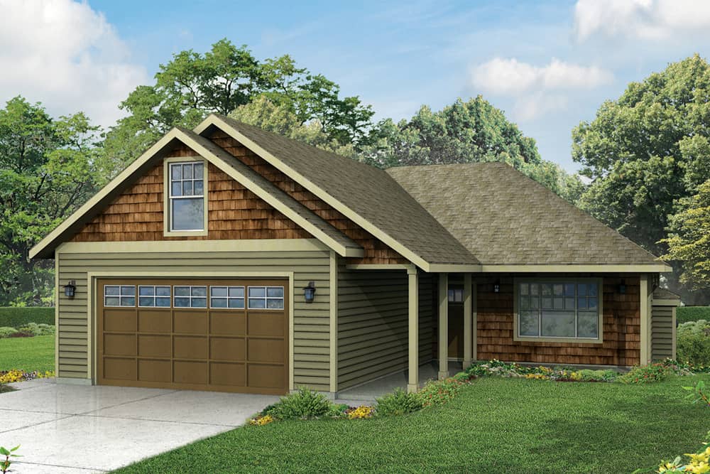 Front elevation of Ranch home (ThePlanCollection: House Plan #108-1824)