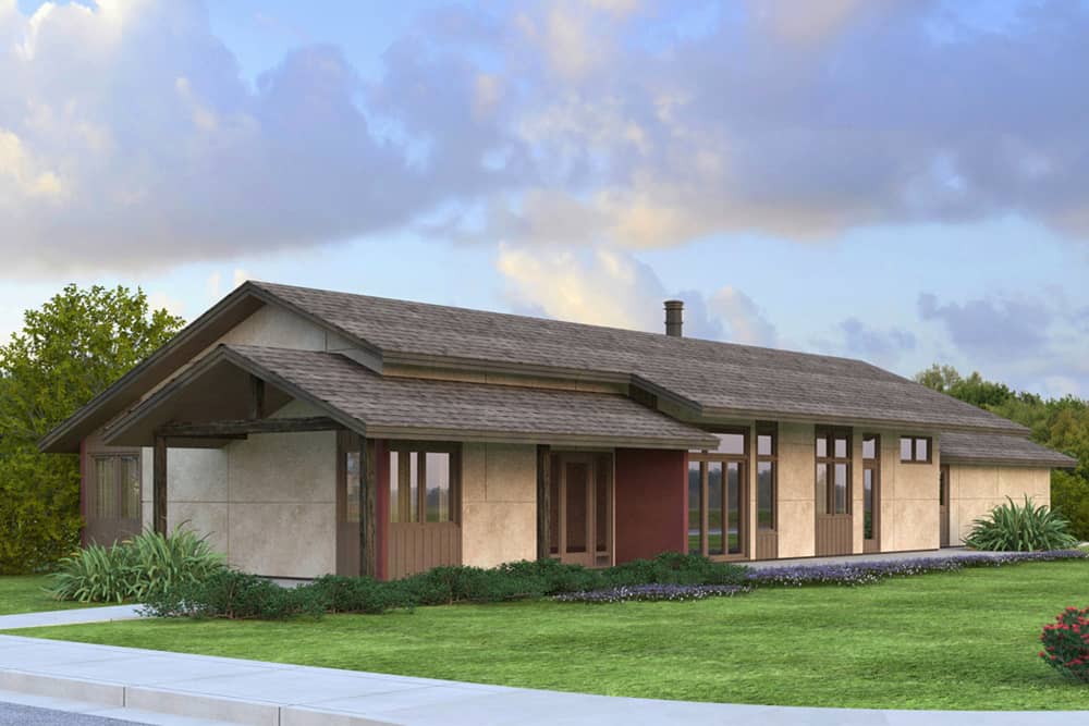 Front elevation of Contemporary home (ThePlanCollection: House Plan #108-1840)