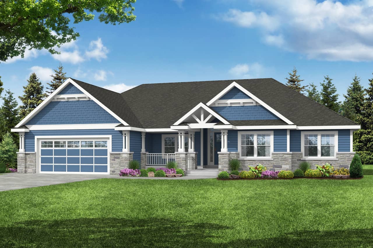 Craftsman style Ranch home (ThePlanCollection: Plan #108-1998)