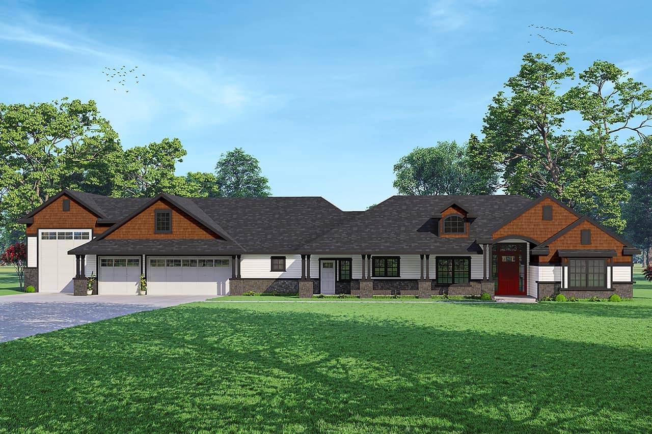 California Style Ranch house (ThePlanCollection: Plan #108-2009)