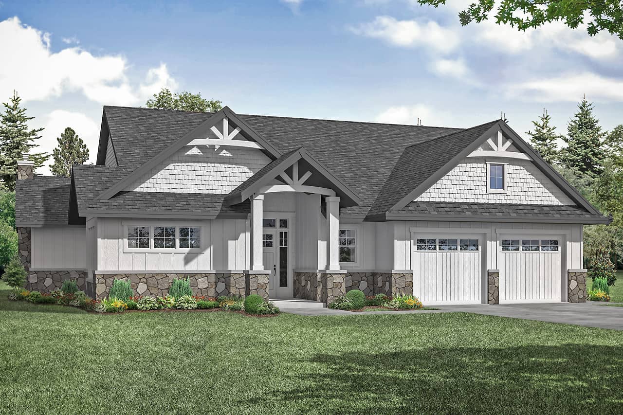 Transitional Cottage style house (ThePlanCollection: Plan #108-2019)
