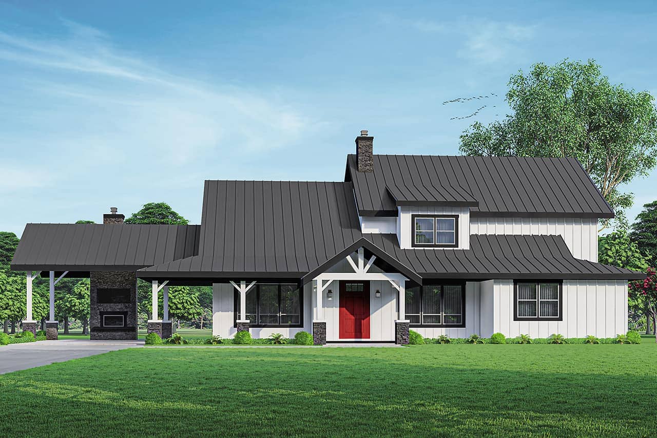 Modern Farmhouse home design (ThePlanCollection: Plan #108-2024)