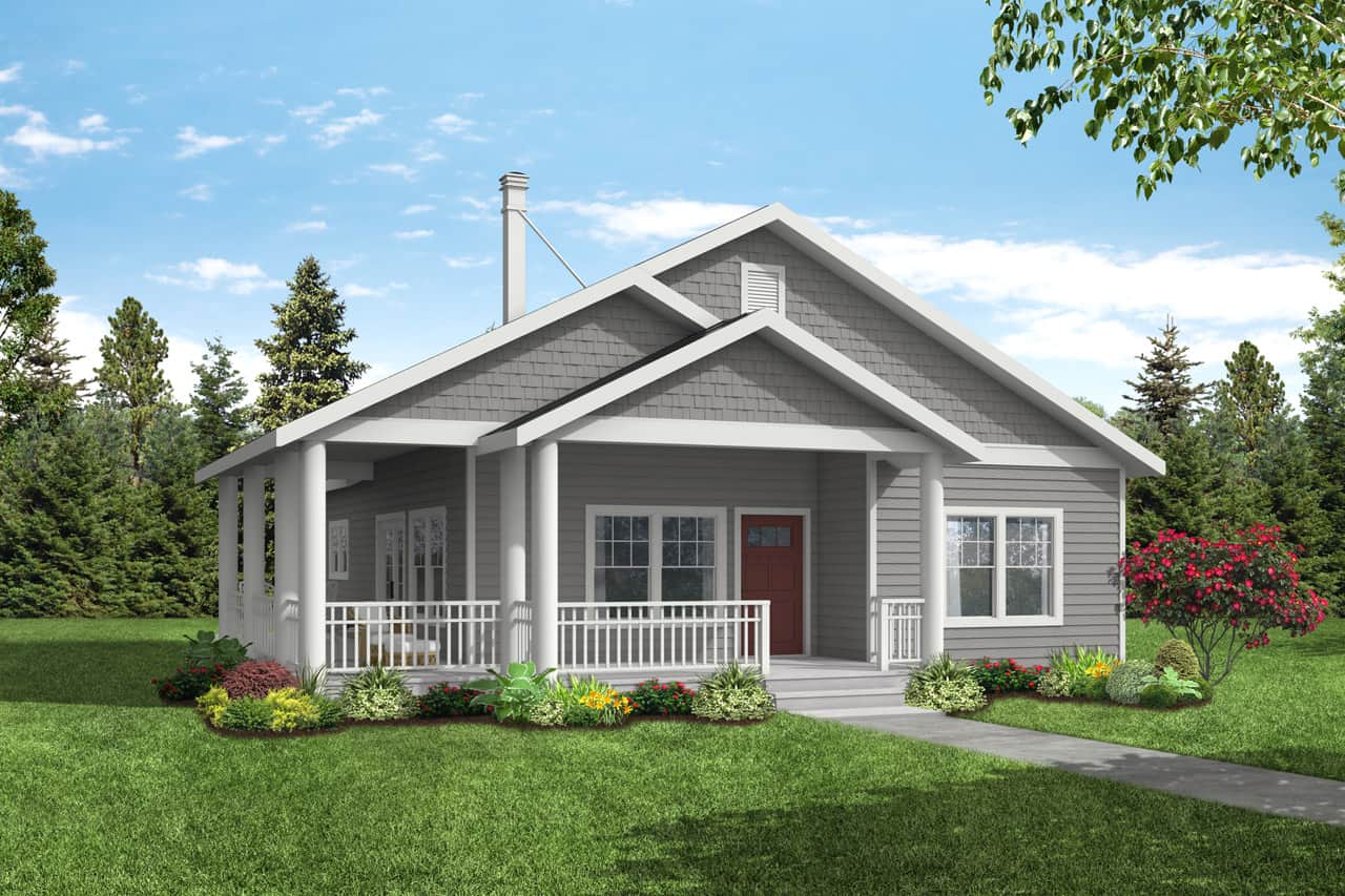 Front elevation of Ranch home (ThePlanCollection: House Plan #108-2070)