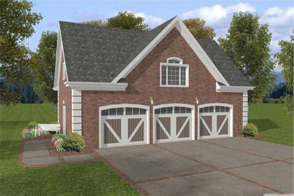 Color rendering of Garage plan (ThePlanCollection: Garage House Plan #109-1002)