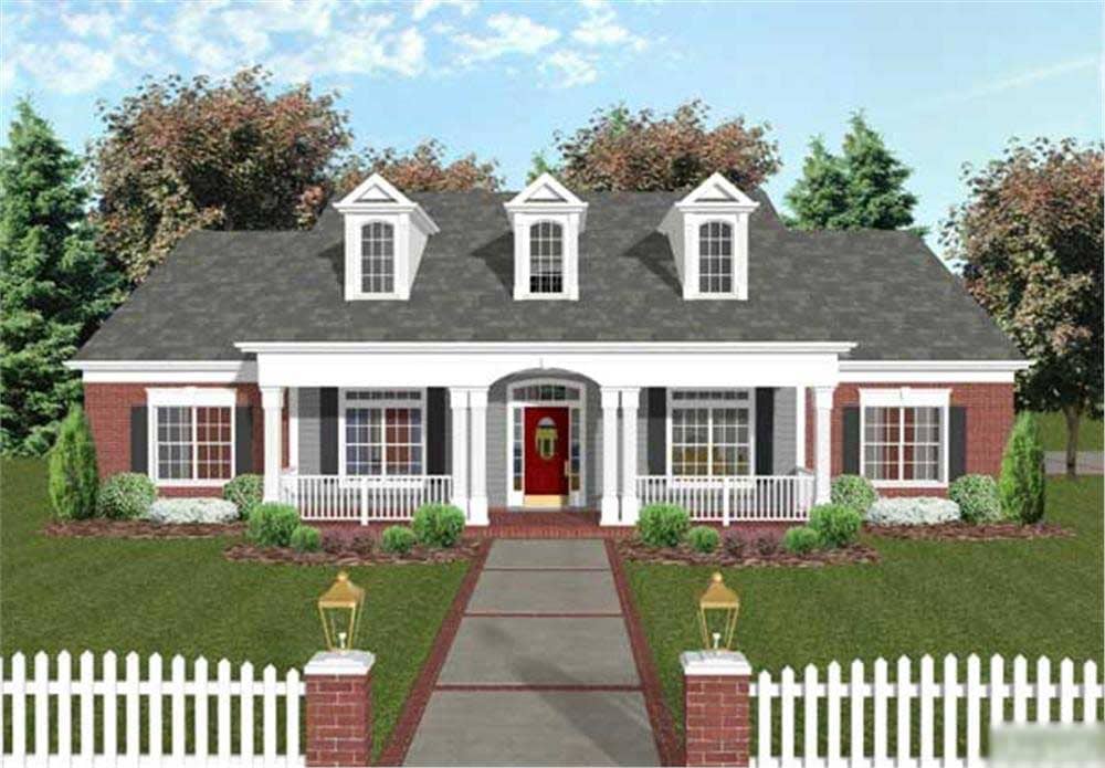 This is a very traditional front rendering of these home plans.