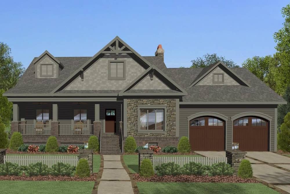 Front elevation of Cottage home (ThePlanCollection: House Plan #109-1195)