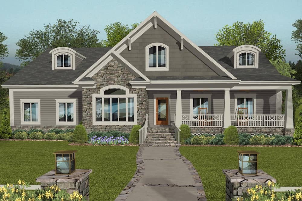 Front elevation of Cottage home (ThePlanCollection: House Plan #109-1196)