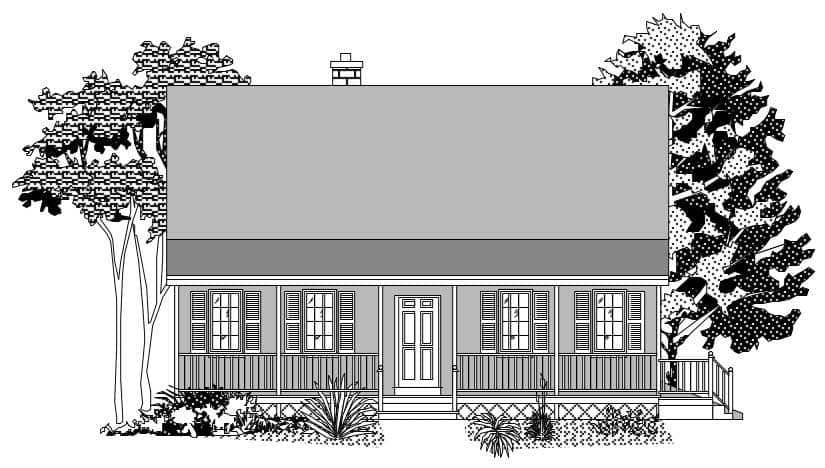 This image shows the front elevation of these Country Homeplans.