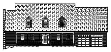 This is the black and white elevation of these Country Home Plans.