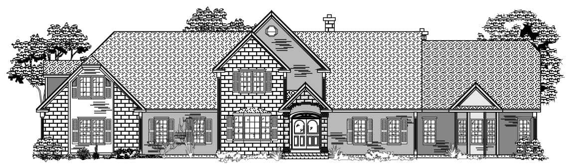 This is the front elevation for these European Houseplans.