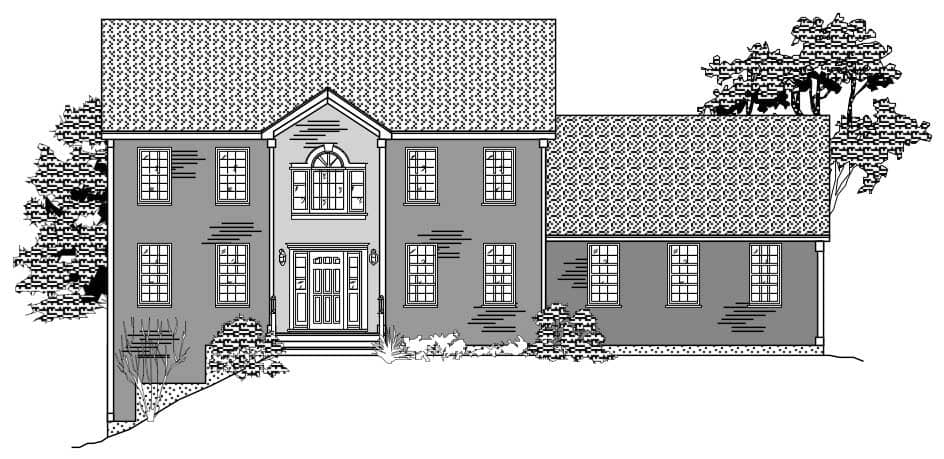 This is the front elevation of these European House Plans.