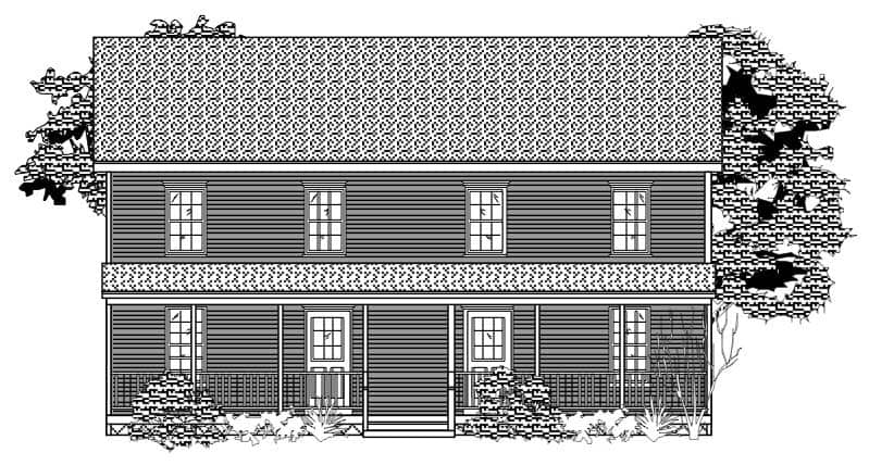 This is the front elevation of these Multi-Unit House Plans.