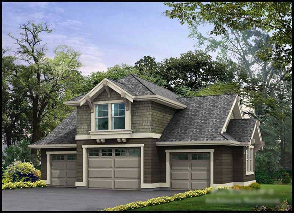 Color rendering of Garage with Loft plan (ThePlanCollection: House Plan #115-1078)