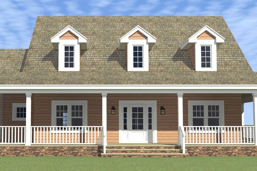 Color rendering of Country home plan (ThePlanCollection: House Plan #116-1001)