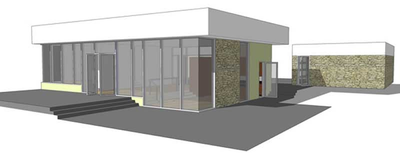 Front elevation of Modern home (ThePlanCollection: House Plan #116-1005)