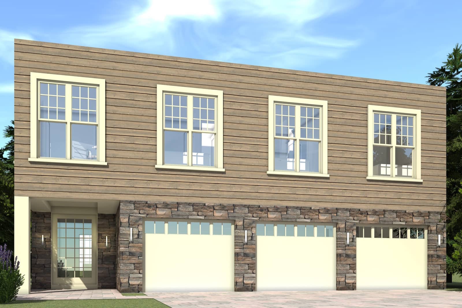 Color rendering of Modern home plan (ThePlanCollection: House Plan #116-1018)