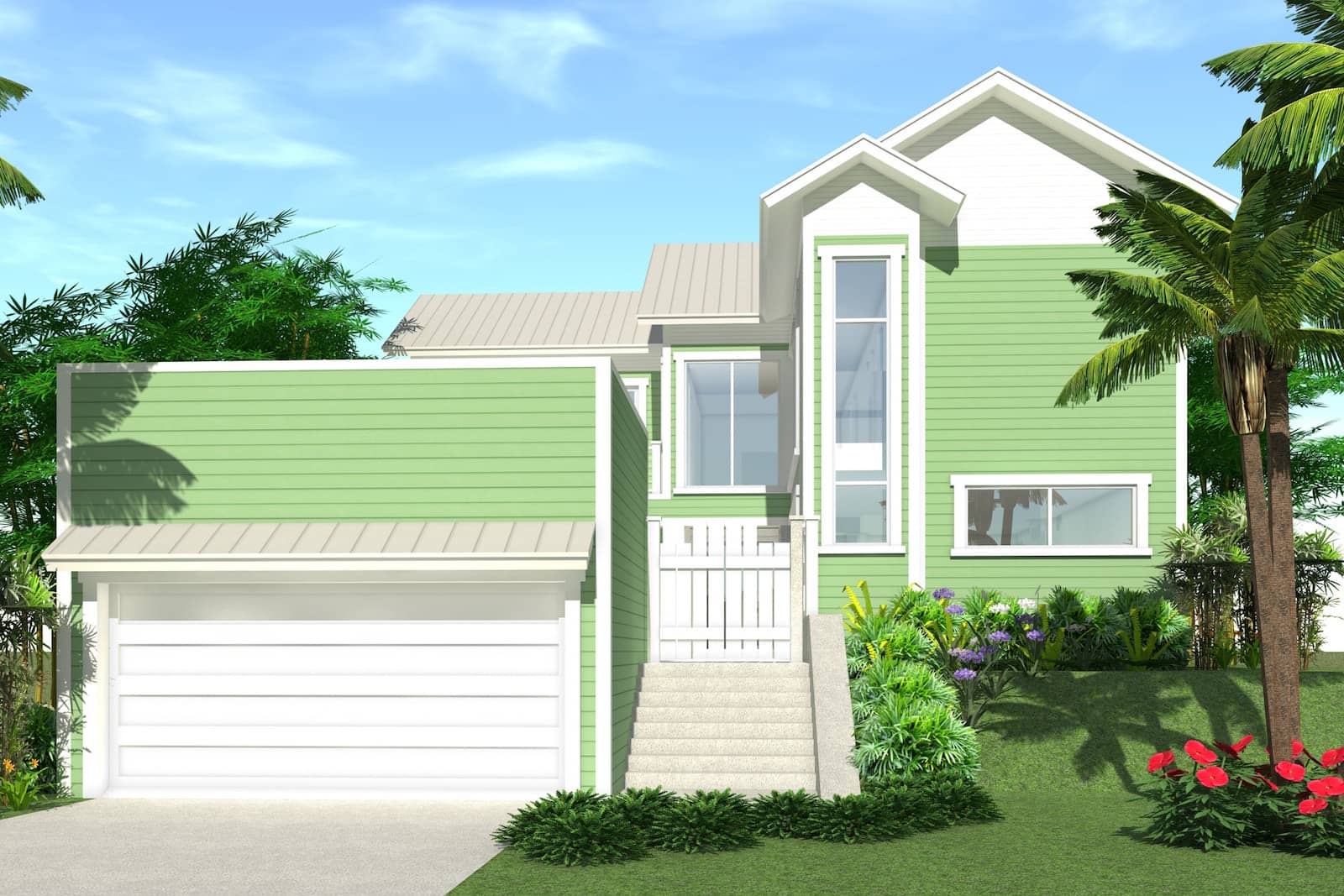 Color rendering of Beachfront home plan (ThePlanCollection: House Plan #116-1021)