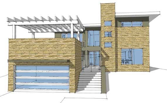 This is a computer rendering of these modern prairie homeplans.