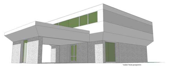 Front elevation of Modern home (ThePlanCollection: House Plan #116-1025)