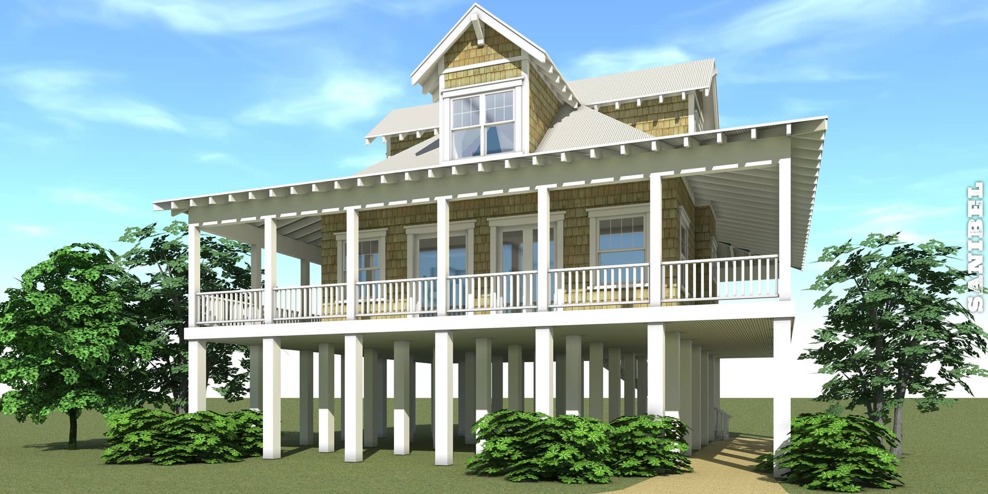 Front elevation of Coastal home plan (ThePlanCollection: House Plan #116-1043)