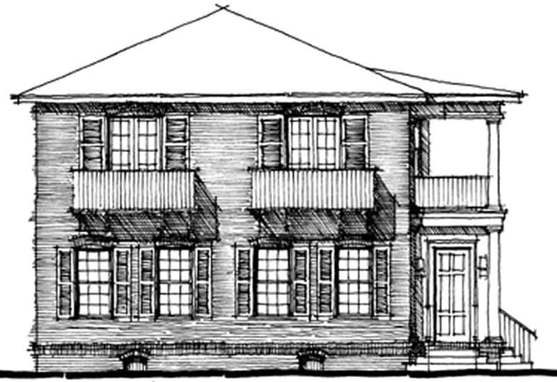 Front elevation of Southern home (ThePlanCollection: House Plan #116-1046)