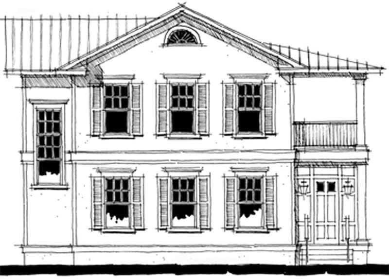 Front elevation of Coastal home (ThePlanCollection: House Plan #116-1055)