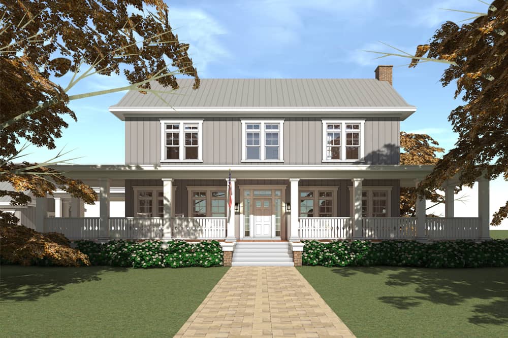 Color rendering of Traditional home plan (ThePlanCollection: House Plan #116-1092)