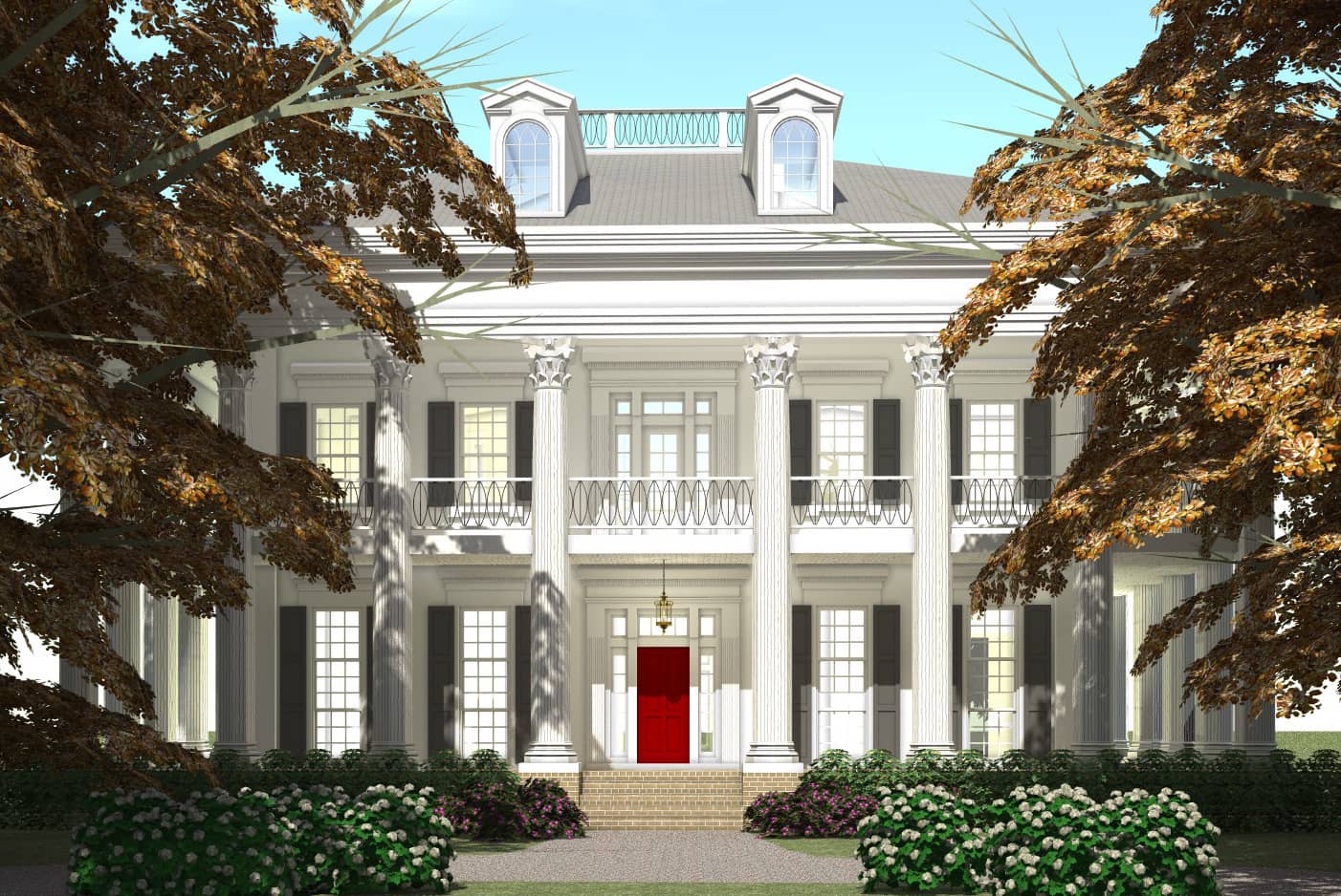 Front rendering of Traditional home plan (ThePlanCollection: House Plan #116-1097)