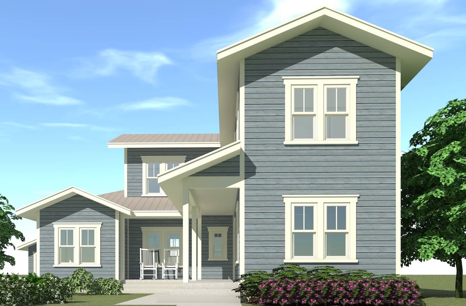 Color rendering of Farmhouse home plan (ThePlanCollection: House Plan #116-1098)