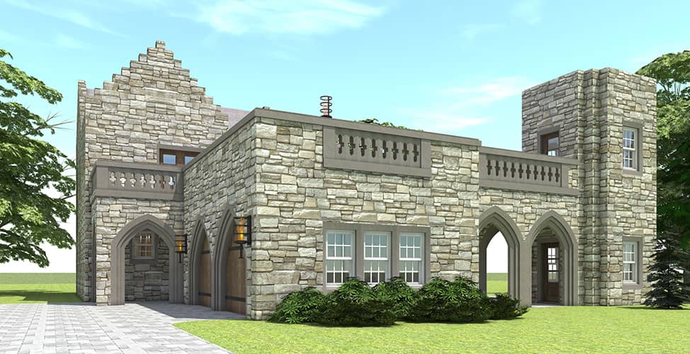 Color rendering of Historic home plan (ThePlanCollection: House Plan #116-1110)