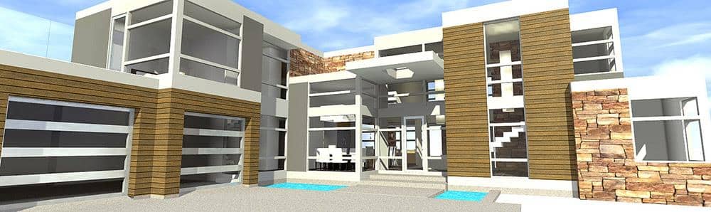 Color rendering of Modern home plan (ThePlanCollection: House Plan #116-1119)