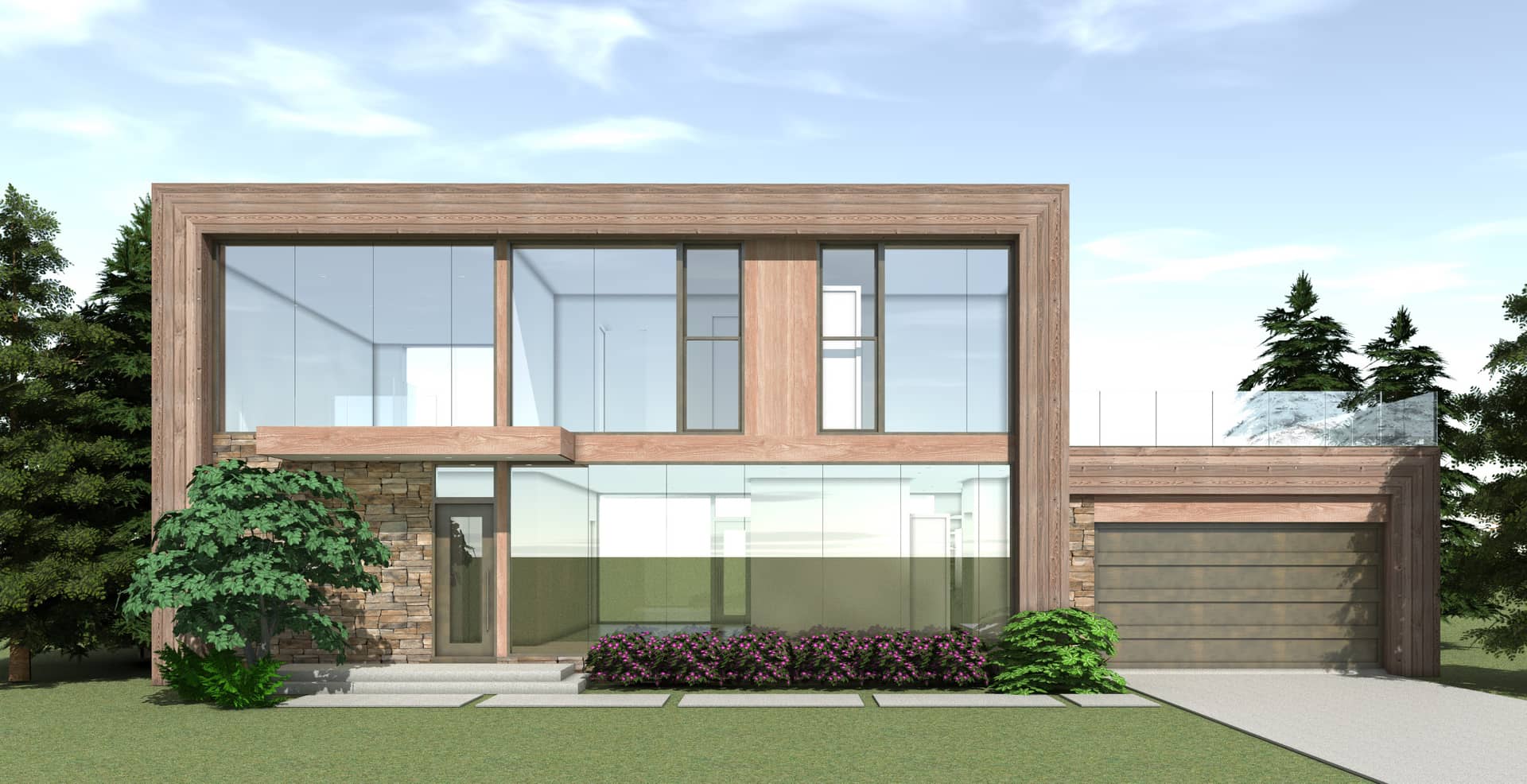 Front elevation of Modern home (ThePlanCollection: House Plan #116-1121)