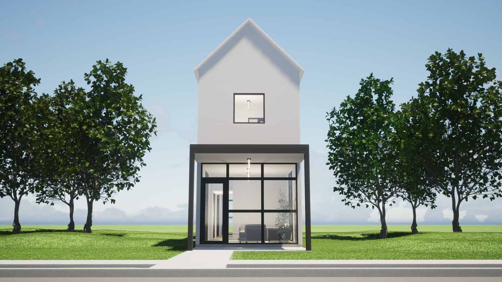 Front elevation of Modern home (ThePlanCollection: House Plan #116-1127)