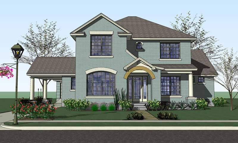 Front elevation of Traditional home (ThePlanCollection: House Plan #117-1051)