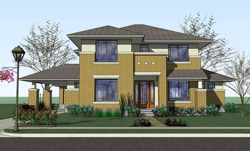 Front elevation of Traditional home (ThePlanCollection: House Plan #117-1057)