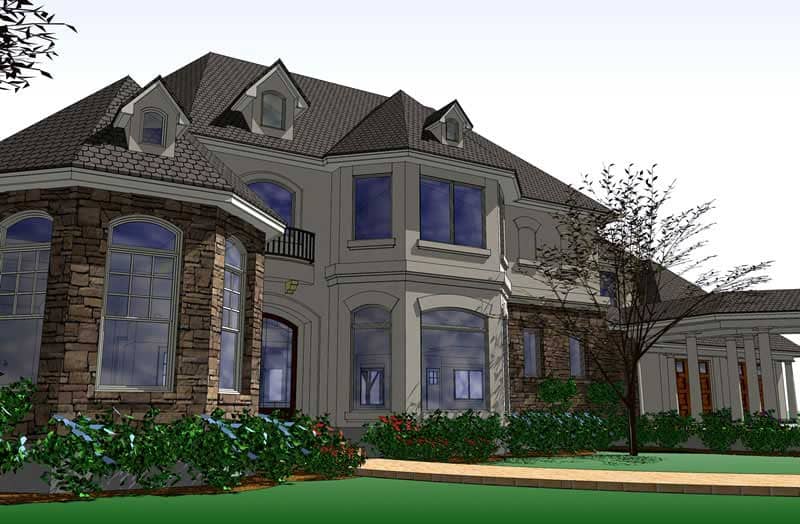 Front elevation of European home (ThePlanCollection: House Plan #117-1064)