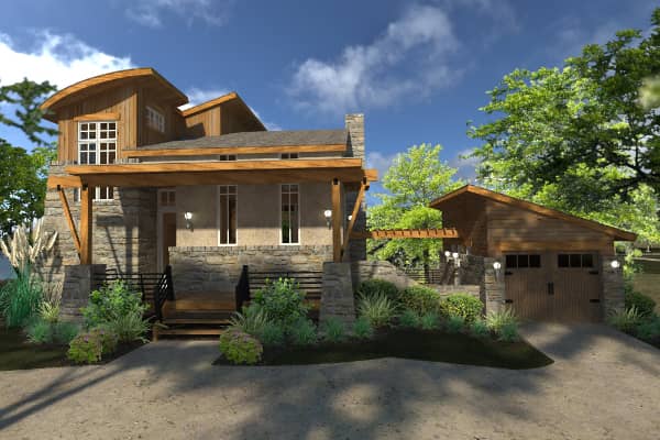 Front elevation of Modern home (ThePlanCollection: House Plan #117-1101)