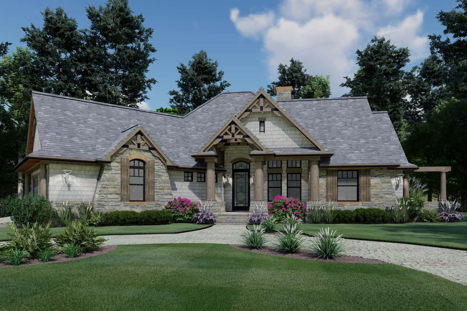 Front elevation of Ranch home (ThePlanCollection: House Plan #117-1107)