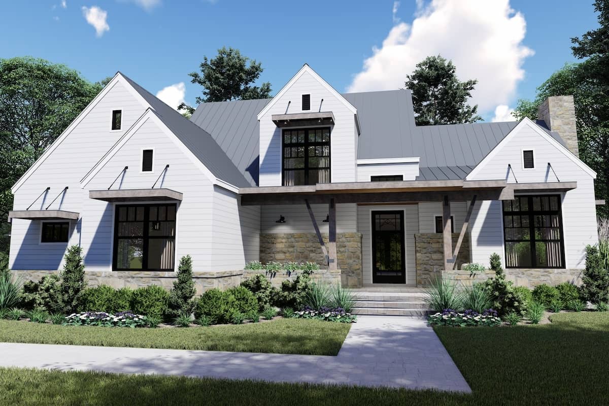 Front elevation of Rustic home (ThePlanCollection: House Plan #117-1129)