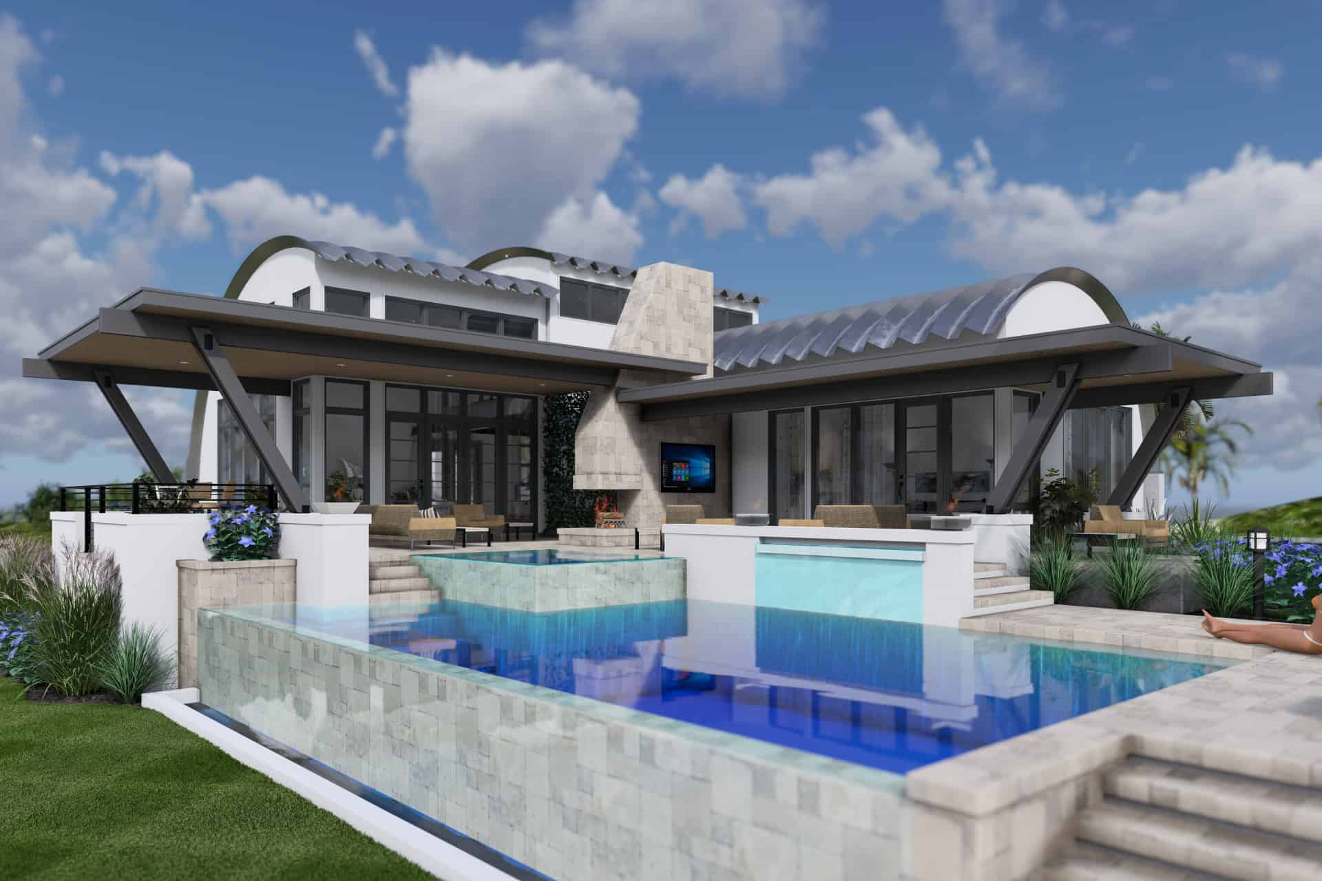 Front elevation of Contemporary home (ThePlanCollection: House Plan #117-1145)