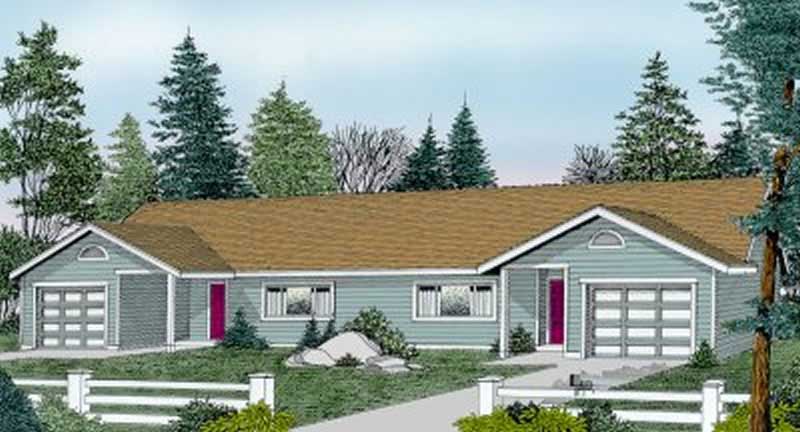 Front elevation of Multi-Unit home (ThePlanCollection: House Plan #119-1185)