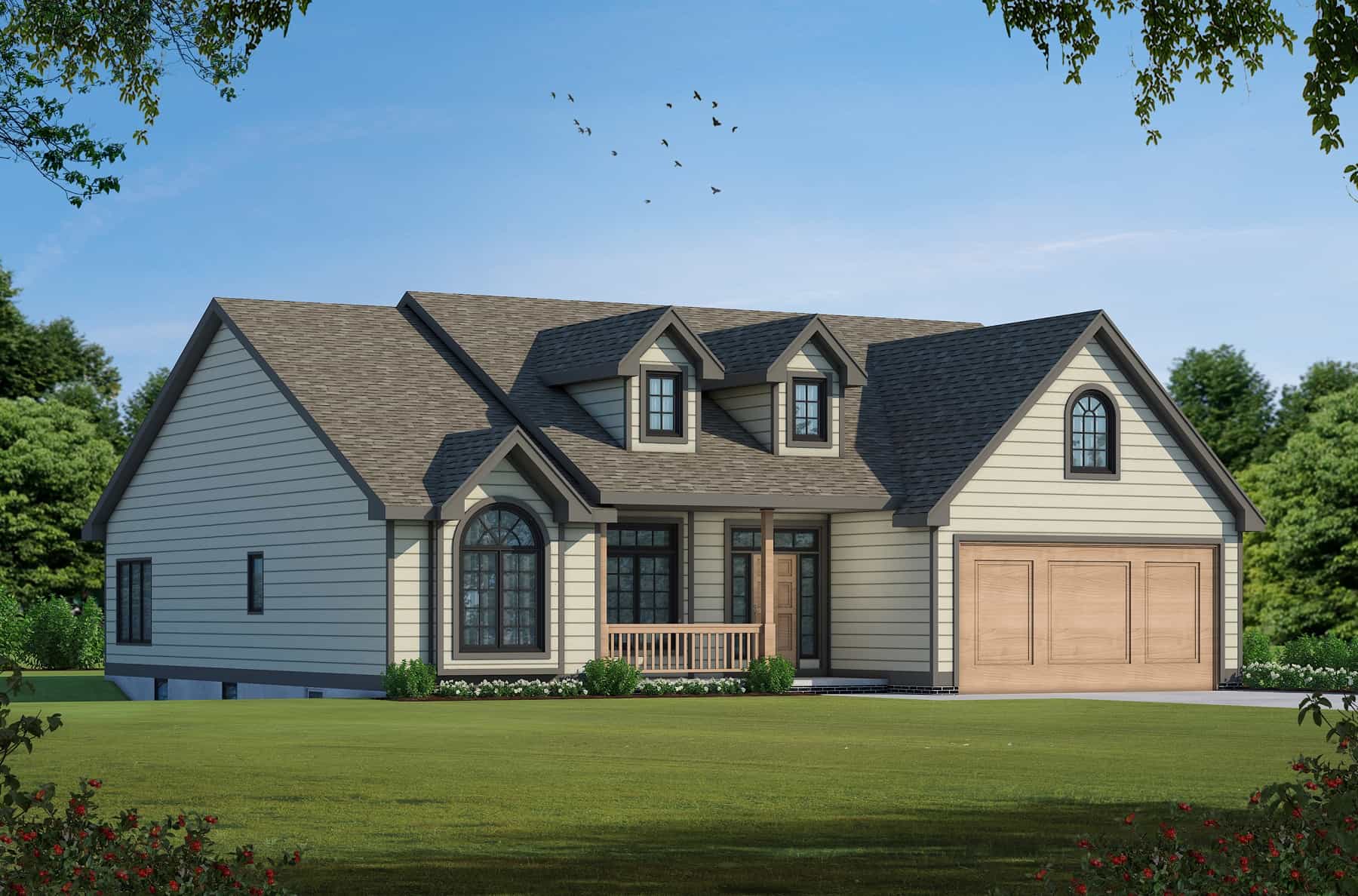 Front elevation of Country home (ThePlanCollection: House Plan #120-1057)